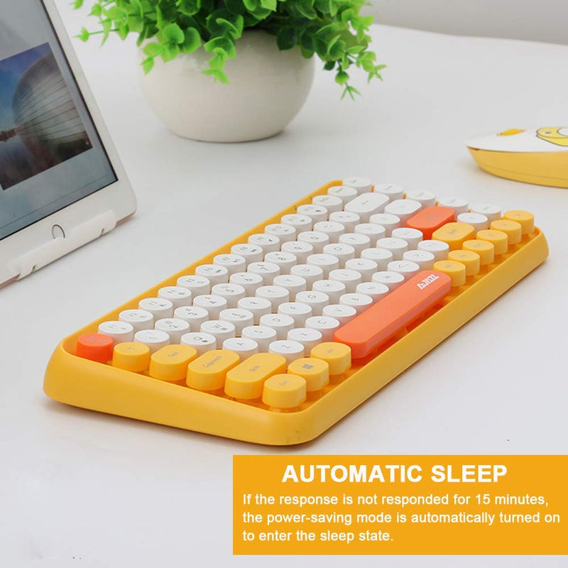 [Australia - AusPower] - FELiCON Wireless Bluetooth Keyboard Mini Portable 84-Key Keyboard Compatible with Android, Windows, PC, Tablet-Dark, Perfer for Home and Office Keyboards Yellow 