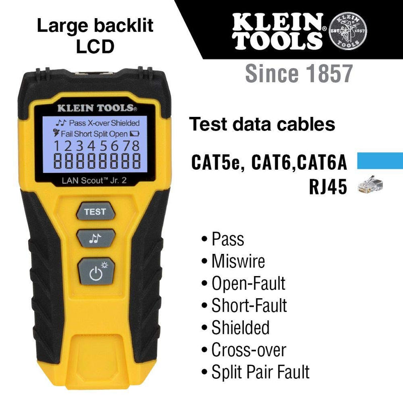 [Australia - AusPower] - Klein Tools VDV526-200 Cable Tester, LAN Scout Jr. 2 Ethernet Cable Tester for CAT 5e, CAT 6/6A Cables with RJ45 Connections 