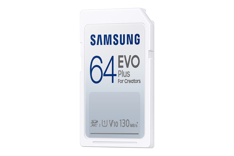 [Australia - AusPower] - SAMSUNG EVO Plus Full Size 64 GB SDXC Card 130MB/s Full HD & 4K UHD, UHS-I, U1, V10 (MB-SC64K/AM) 64GB New Generation - up to 130 MB/s 