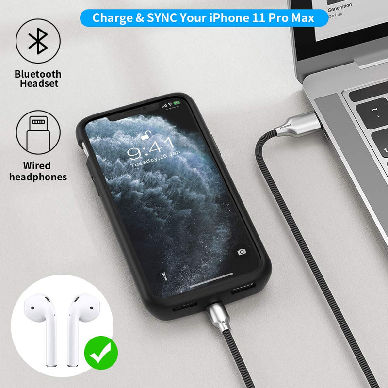 [Australia - AusPower] - Newdery Battery Case for iPhone 11 Pro Max, Support Qi Wireless Charging, 5000mAh Extra Charging Accessories with Full Body Defender Edge, Ultra-Thin Compatible 6.5" iPhone 11 Pro Max - Black 