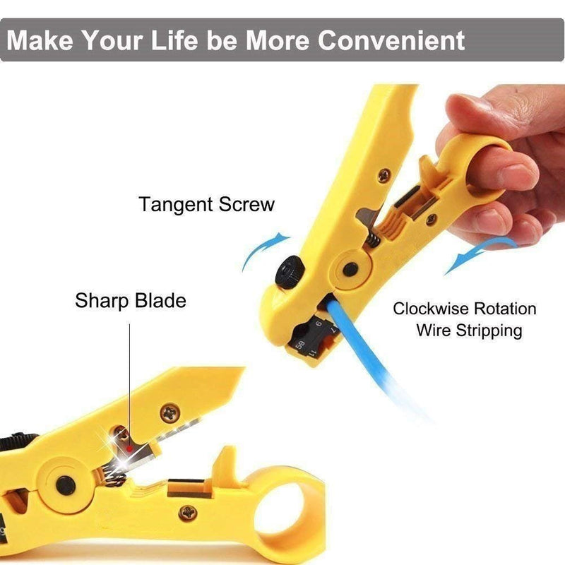 [Australia - AusPower] - Coaxial Compression Tool Coax Cable Crimper Kit Adjustable rg6 rg59 rg11 75-5 75-7 Coaxial Cable Stripper with 20pcs F Male And 10pcs Female to Female rg6 Connectors 