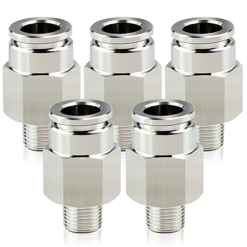 [Australia - AusPower] - TAILONZ PNEUMATIC 304 Stainless Steel Male Straight 1/4 Inch Tube OD x 1/8 Inch NPT Thread Push to Connect Fittings PC-1/4-N1 (Pack of 5) 1/4''OD 1/8''NPT 
