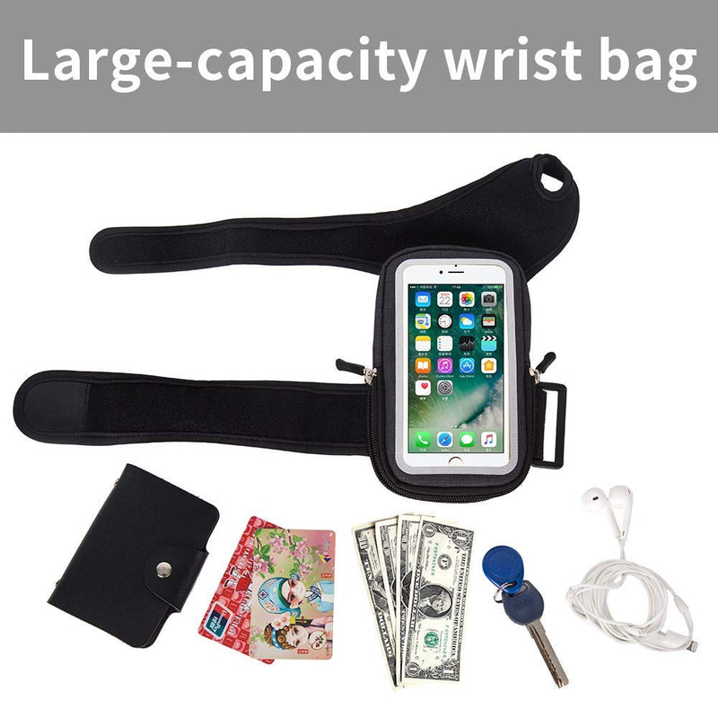 [Australia - AusPower] - Wristband Phone Holder Forearm Thumb Wrist Bag, Riding Wristband Pouch Running Armband with Key ID Cash Holder for iPhone 12 Pro/12/12 mini/11/11 Pro/11 Pro Max Great for Cycling, Jogging, Exercise 