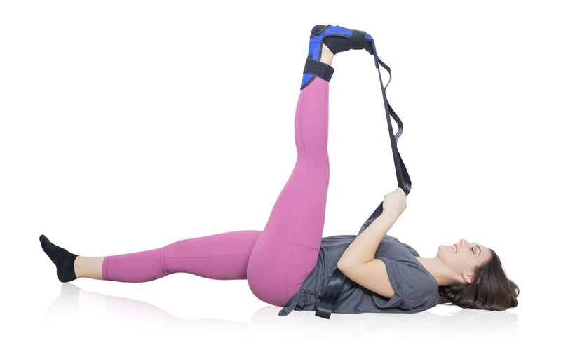 [Australia - AusPower] - Lumia Wellness Foot and Leg Stretcher with Carry Bag and Massage Ball - for Plantar Fasciitis, Achilles Tendinitis, Yoga Foot Leg Ankle Stretch Strap, Multi-Loop Stretching Blue 