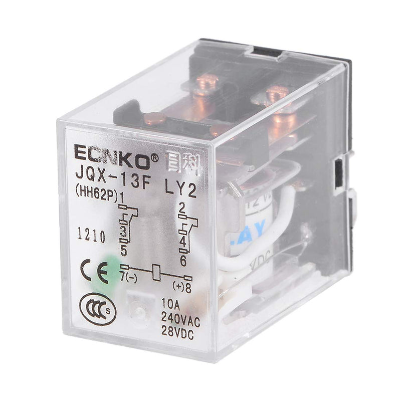 [Australia - AusPower] - uxcell JQX-13F DC 12V Coil DPDT 8 Pins Green Light Electromagnetic Power Relay + Socket 
