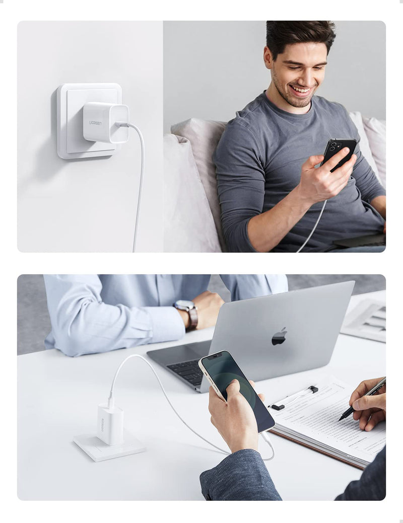 [Australia - AusPower] - UGREEN 18W USB C PD Fast Charger with USB C to Lightning Cable MFi Certified iPhone Charging Cable 3FT Compatible for iPhone 13/13 Mini/13 Pro/13 Pro Max/12, iPad, AirPods Pro, Galaxy S20/Note20 