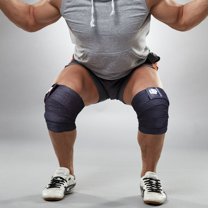 [Australia - AusPower] - Fit Active Sports Knee Wraps for Weightlifting, Powerlifting, Gym Workout, Cross Training, Knee Straps for Heavy Squats - for Men & Women - 72"-Compression & Elastic Support (1 Pair) Black 