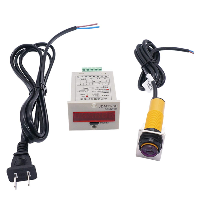[Australia - AusPower] - TWTADE/ 110-220VAC LED Auto Display Digital Counter 0-999999 6 Digits + Photoelectric Switch Sensor Distance 30CM NPN NO + Holder 