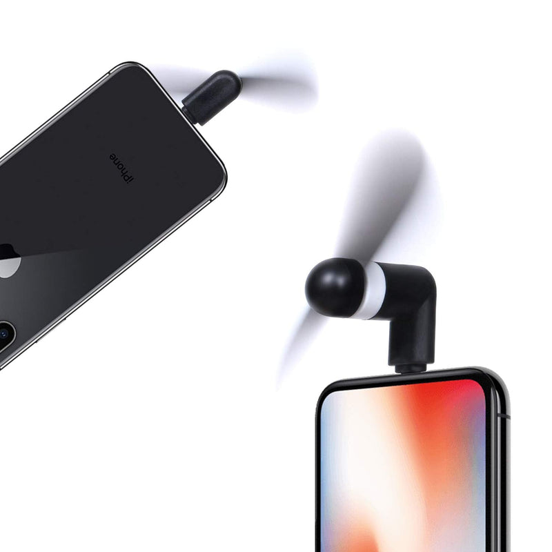 [Australia - AusPower] - Cellet Mini Portable USB Fan Compatible with Apple iPhone 12 Pro Max mini 11 Max XS Max Xr X 8 7 6 5 and All Other Lighting Port - Black 