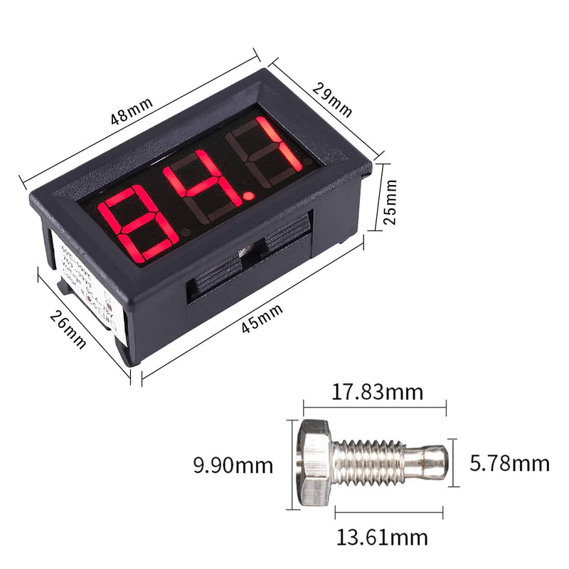 [Australia - AusPower] - PEMENOL 12V Red Fahrenheit Digital Temperature Meter -76F~999F LED Display with Industrial Grade 0.5m K-Type Thermocouple Temperature Sensor M6 Single temperature display 