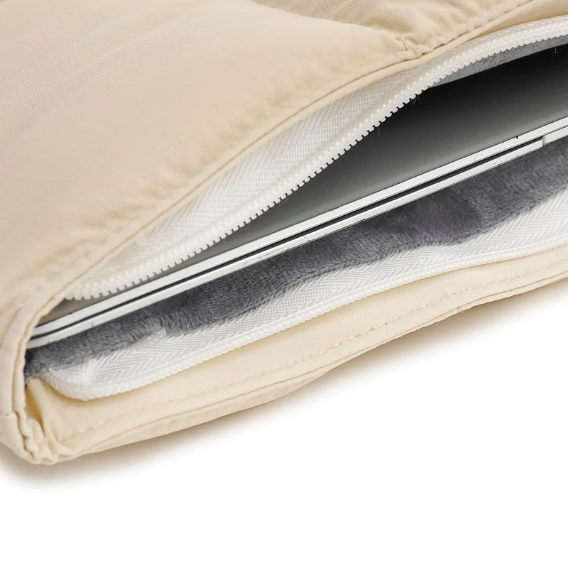 [Australia - AusPower] - Canvaslife Puffy Laptop Sleeve 13 Inch 13.5 Inch, Quilted Puffer Laptop Case for Women, Pillow Case Compatible for 12.9 inch,MacBook Pro Air 13", 13.5 inch and 12.5 inch-13.3 inch Laptop (Beige) 12.5 inch-13.5 inch Beige 