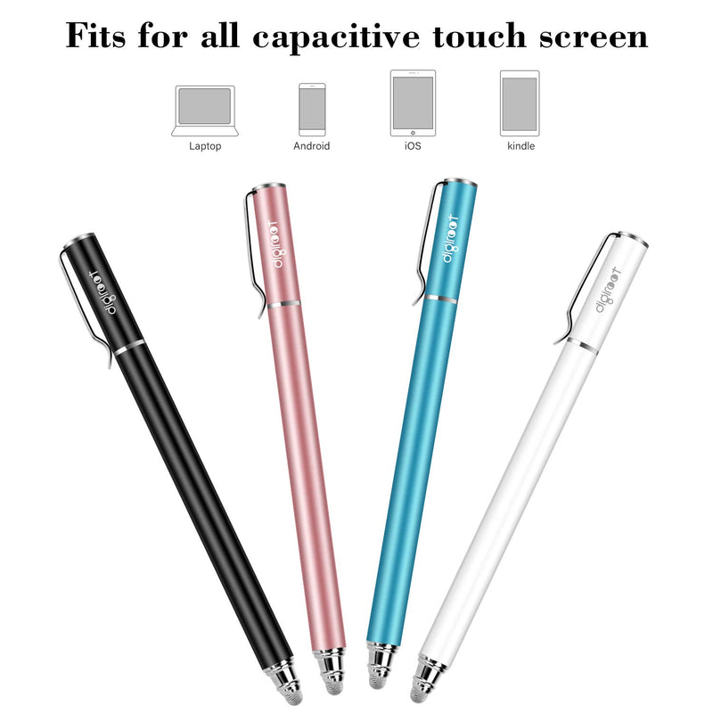 [Australia - AusPower] - Stylus Pens for Touch Screens, Digiroot Upgraded High Sensitivity 0.2" & 0.24" Fiber Tip Stylus for All Capacitive Touch Screen Devices, 8 Extra Replaceable Tips (4 Pcs, Black/White/Blue/Rose Gold)… 
