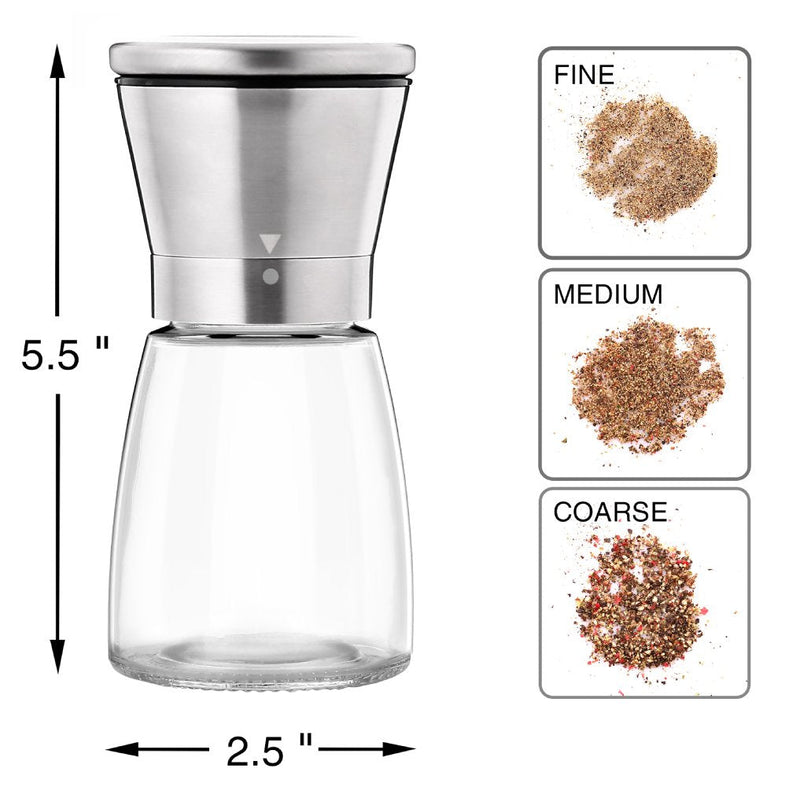 [Australia - AusPower] - Pepper Grinder or Salt Shaker for Professional Chef - Best Spice Mill with Brushed Stainless Steel, Special Mark, Ceramic Blades and Adjustable Coarseness… (2.5'' x 5.5'') 2.5'' x 5.5'' 