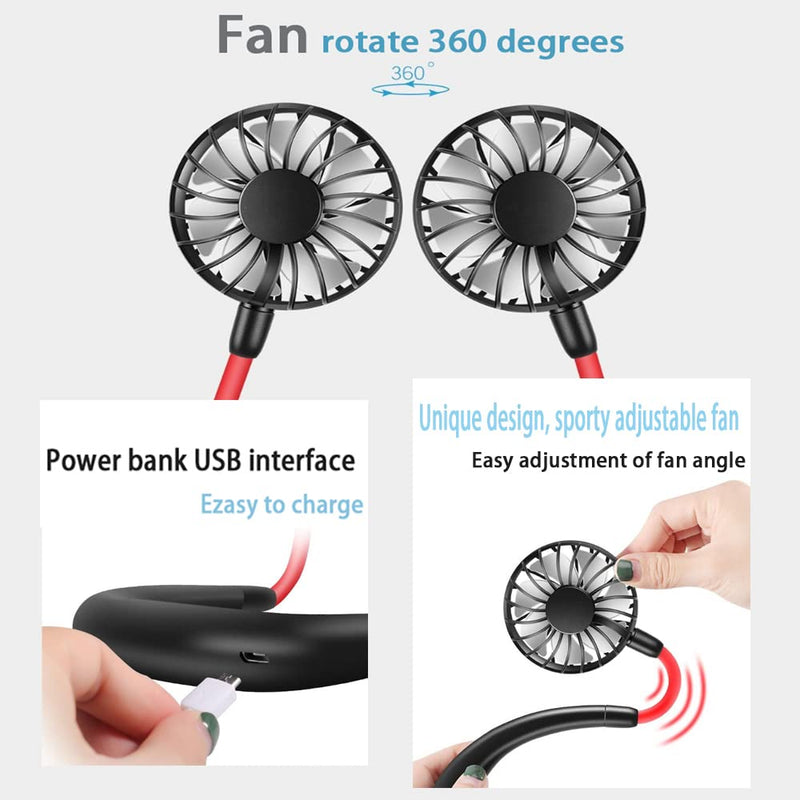 [Australia - AusPower] - Portable Neck Fan USB Neck Hang Fan Hand Free Personal Mini Lazy person Fan 360 Degree Rotation Cooling Handheld Wearable Suitable Fan for Office Household Travel Room Outdoor Sports. White-03 