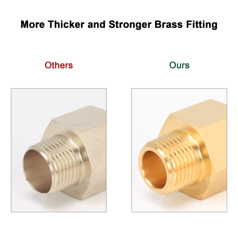 [Australia - AusPower] - BathAce Brass Pipe Fitting, Heavy Duty Metal Thread Solid Brass Reducer Adapter Pipe Reducing Connector, 2 Pack (3/8 Male Pipe x 1/2 Female Pipe) 3/8 Male Pipe x 1/2 Female Pipe 