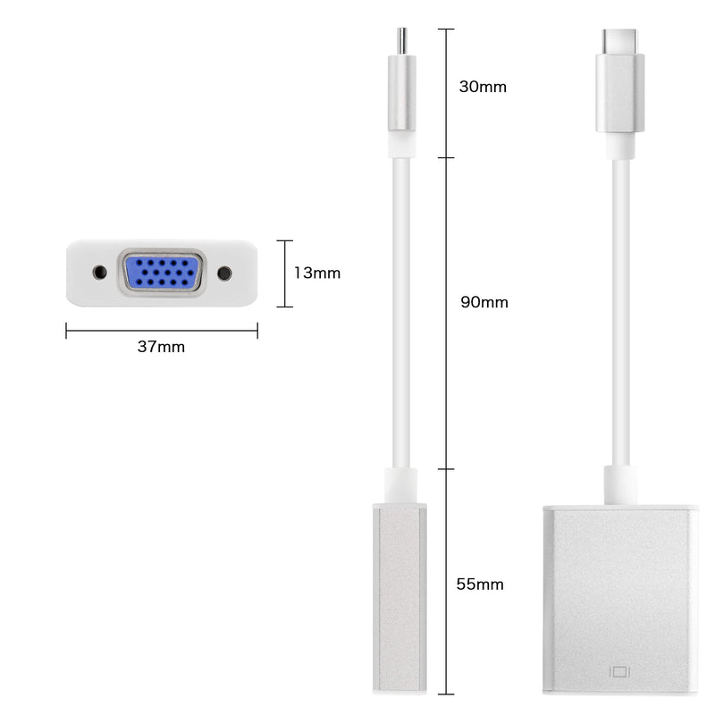 [Australia - AusPower] - USB C to Monitor Adapter YACSEJAO 1080P@60Hz USB Type C(Thunderbolt 3) to VGA Converter Supports Smartphone, Tablet, Laptop Projection to TV or Monitor 