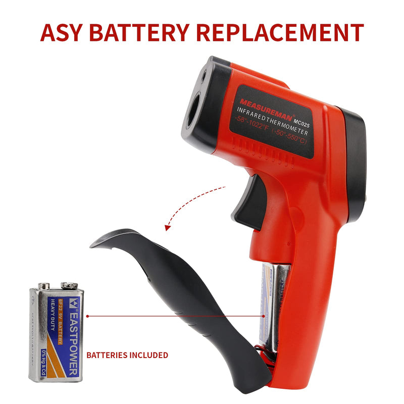 [Australia - AusPower] - MEASUREMAN Infrared Thermometer (Not for Human),Standard Size Temperature Gun Non-Contact Digital Laser Thermometer -58°F to 1022°F (-50°C to 550°C) 