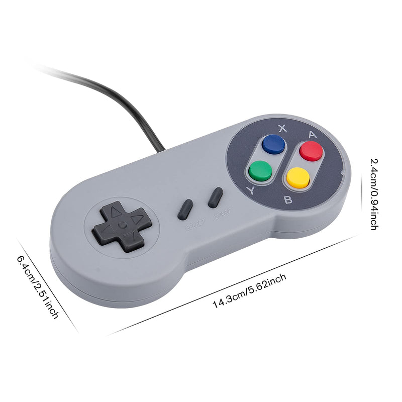 [Australia - AusPower] - Rii Game Controller, SNES Retro USB Controller, Classic Gamepad Joystick, PC Super Classic Joypad Gamestick for PC, Raspberry Pi, Windows MAC Liunx, Android GP100 (Grey, 2 Pack) 