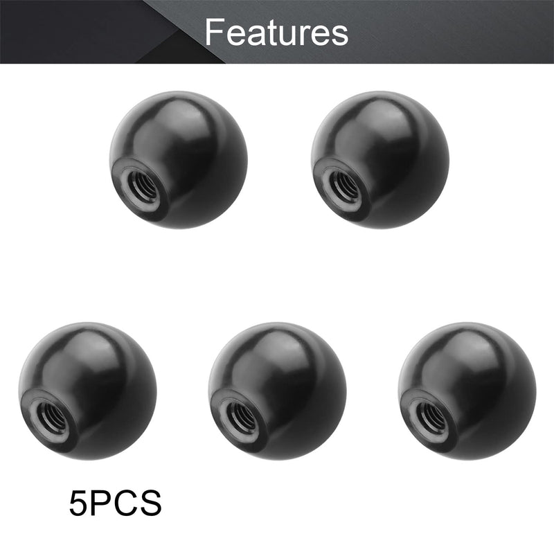 [Australia - AusPower] - Othmro 5Pcs Threaded Ball Knobs, 1.57Inch Dia 0.39Inch Thread M10 Female Thread Black Bakelite Handle Thermoset Ball Knob for Lawn Mowers Exercise Equipment Machinery Valves Spigots (AM10x40) M10x40mm/ 1.57" 