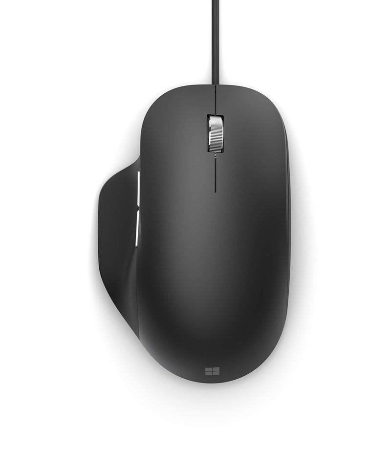 [Australia - AusPower] - Microsoft Ergonomic Mouse Black - Comfortable Ergonomic Design and Thumb Rest. Wired USB Mouse with 2 Programmable Buttons, Works for PC/Laptop/Desktop 