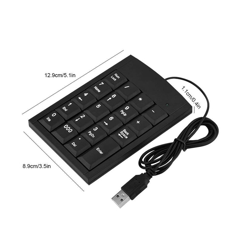 [Australia - AusPower] - Wired USB Number Pad, 19 Keys Mini Portable Numeric Keypad, External Number Keyboard for Laptop Desktop Notebook Computer PC, Plug and Play 