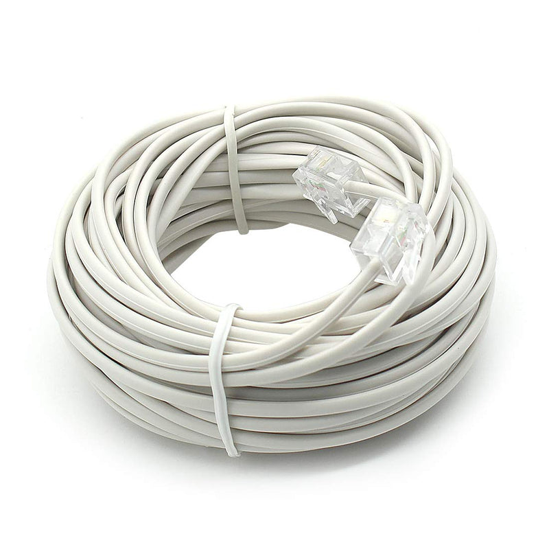 [Australia - AusPower] - 33 Feet Long Telephone Line Cord Phone Extension Modular Telephone Extension Cord 6P4C Pin Plug Male to Male Plug Telephone Extension 2 Conductor (2 pin, 1 line) Cable Line Wire White-RJ11 6P4C Telephone Cord 