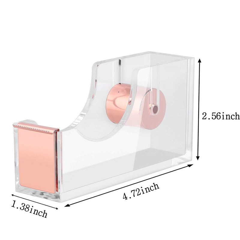 [Australia - AusPower] - ALSISK Desk Accessory Kit,Acrylic Stapler Set, Tape Dispenser, Staple Remover with 1000pcs 26/6 Staples -Rose Gold 
