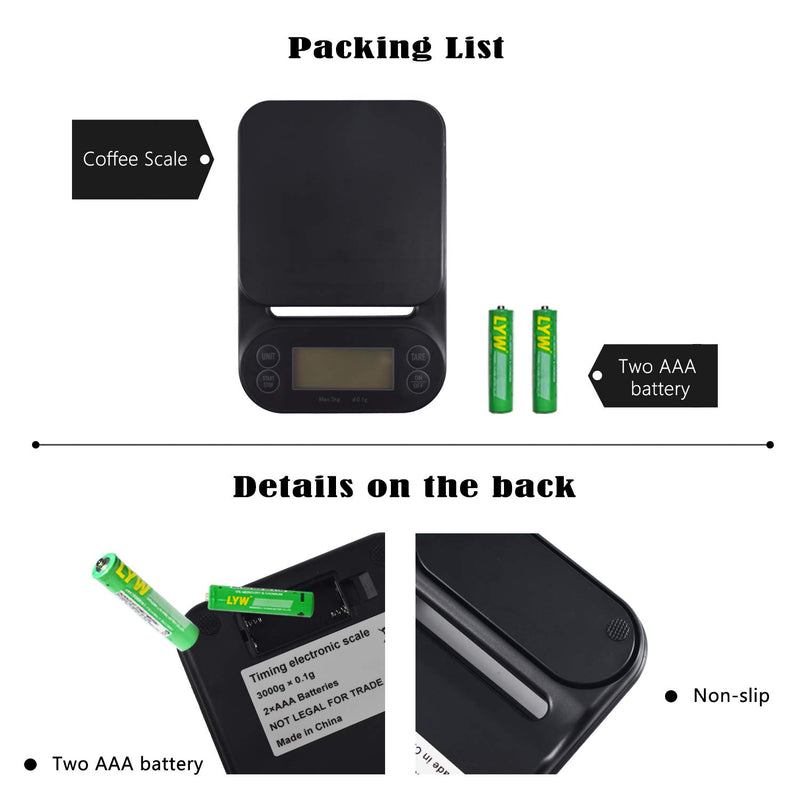 [Australia - AusPower] - Digital Coffee Scale With Timer for Pour Over and Drip Coffee 