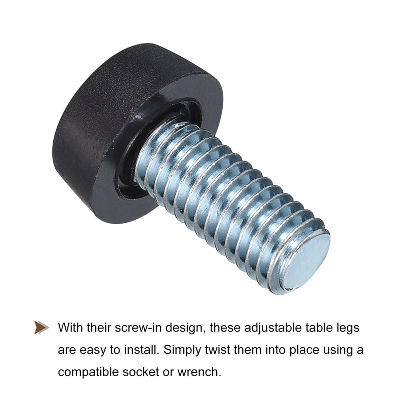 [Australia - AusPower] - uxcell Adjustable Furniture Feet, 8Pcs M8 Thread - Furniture Leveling Leg Screw in Threaded for Table, Chairs, Sofa, Wardrobe (Black) 8 