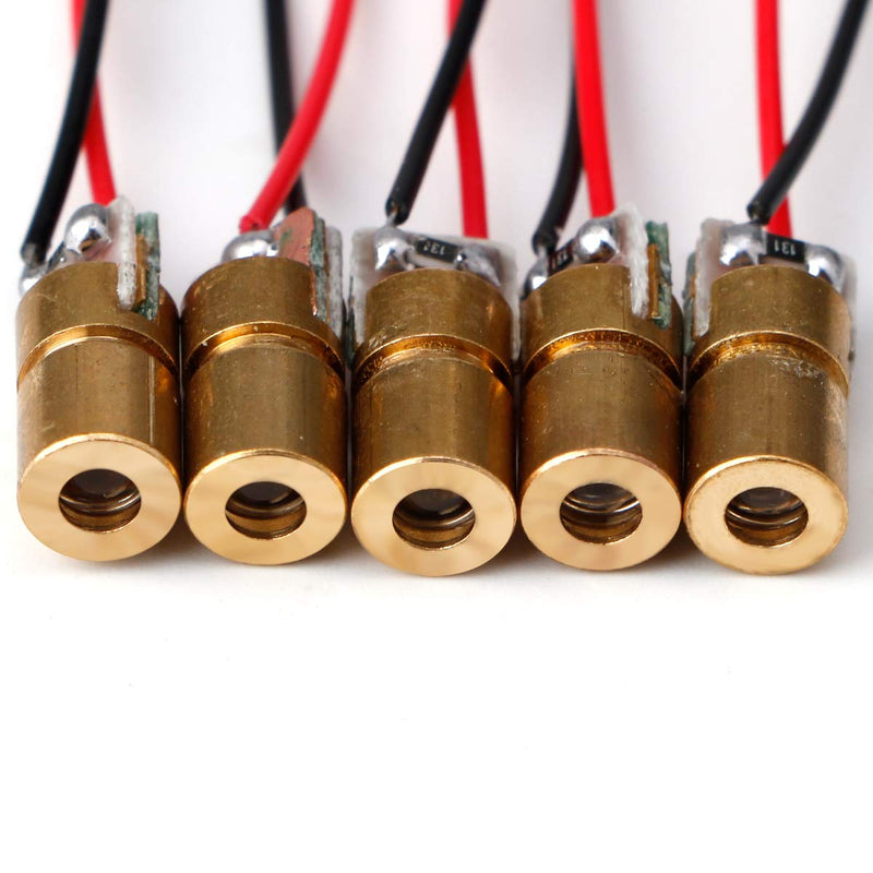 [Australia - AusPower] - MakerFocus 20pcs 5V 650nm 5mW Red Dot Laser Head Red Laser Diode Laser Tube with Leads Head Outer Diameter 6mm 