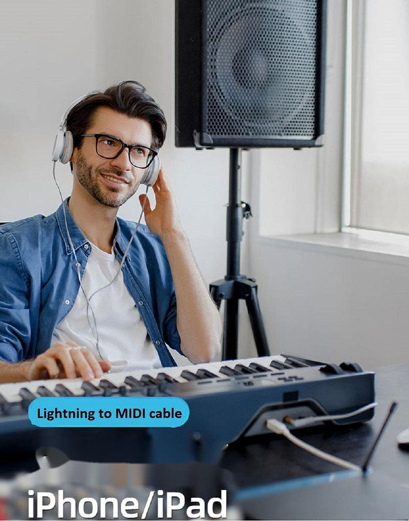 [Australia - AusPower] - [Apple MFi Certified] Lightning to MIDI Cable,USB OTG Type B Cable for Select iPhone, iPad Model Connect Midi Controller,Electronic Music Instrument,Midi Keyboard,Recording Audio Interface,Microphone 