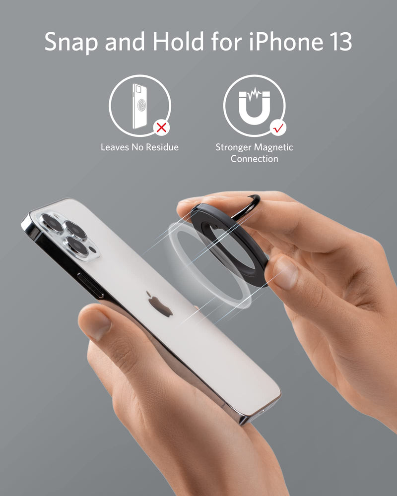 [Australia - AusPower] - Anker Magnetic Phone Grip (MagGo), 610 Magnetic Phone Ring Holder, Adjustable Kickstand, Only for iPhone 13, 13 Pro, 13 Mini, 13 Pro Max, 12, 12 Pro, 12 Mini, 12 Pro Max (Interstellar Gray) Interstellar Gray 