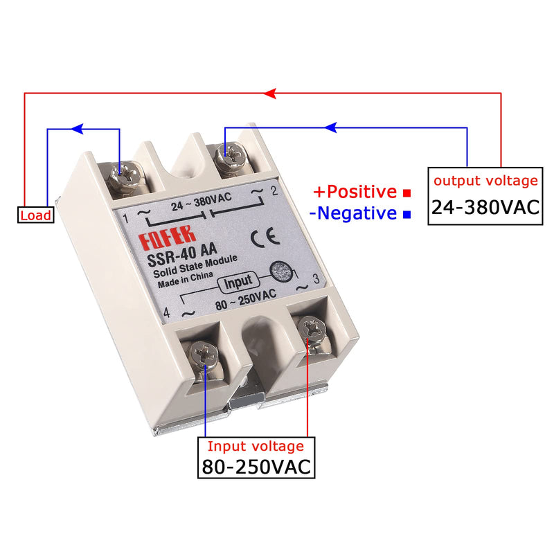 [Australia - AusPower] - Coliao Solid State Relay SSR-40AA 40A AC 80-250V to AC 24V-380V with Heat Sink for Thermostat Temperature Controller 