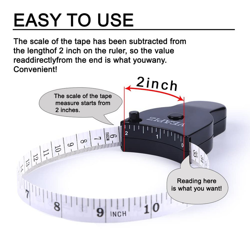 [Australia - AusPower] - 3PCS Body Measure Tape, Measuring Tape for Body with Lock Pin and Push-Button Retract, Body Measuring Ruler for Fitness, Weight Loss, Tailor, Sewing, Handcrafts, Home and More（60in/150cm） 