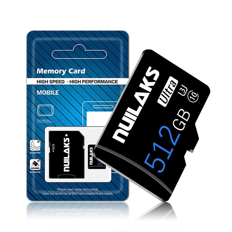 [Australia - AusPower] - 512GB Micro SD Card with Adapter Class 10 High Speed Memory Cards for Game Console, Dash Cam, Camcorder, Surveillance, E-Reader, Drone 