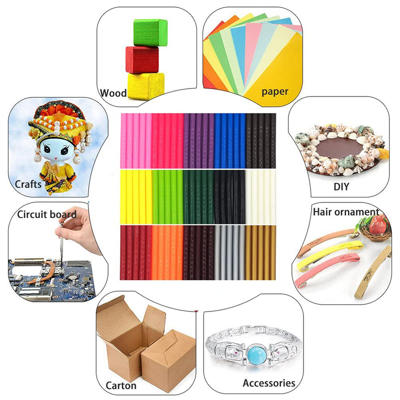 [Australia - AusPower] - Colored Hot Melt Glue Sealing Sticks for Letter Seal Stamp, VARACL Kids Mini Hot Glue Gun Sticks for Arts Gift Crafts,Home General Repair,15 Colors,75 PCS, Diameter 7 mm/0.28", Length 10 cm/3.9" 