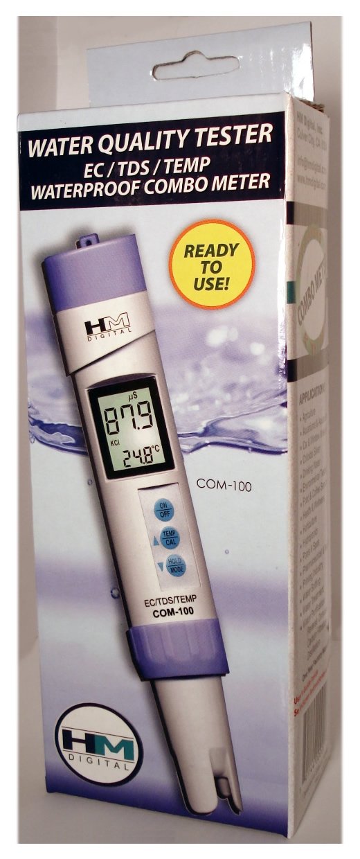 [Australia - AusPower] - HM Digital COM-100 HMDCOM100 Waterproof EC/TDS And Amp Temperature Combo Meter, 2.1&quot x 2.9&quot x 8.9&quot, White/Purple 