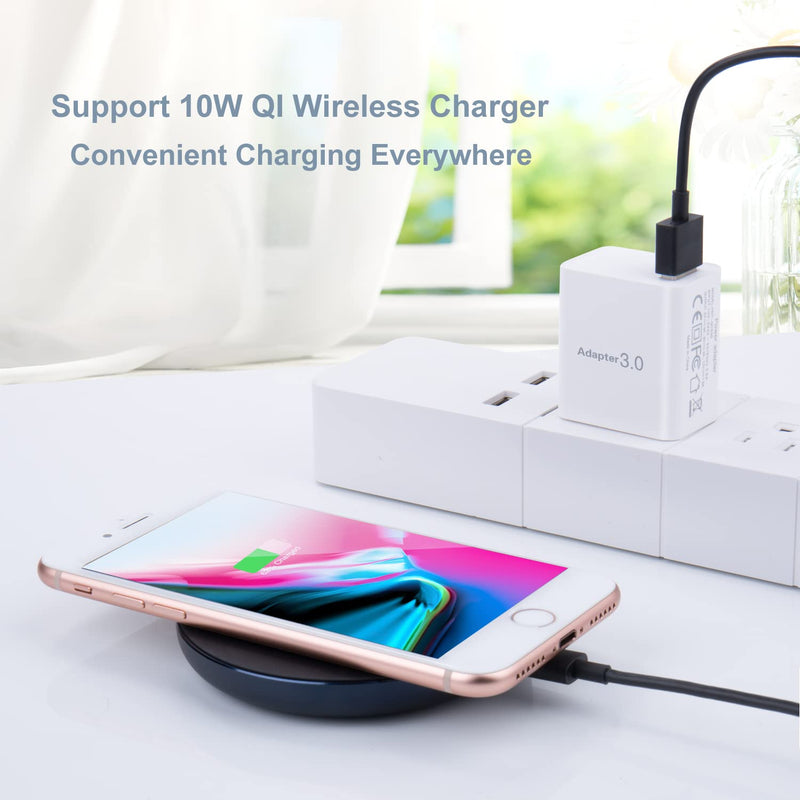 [Australia - AusPower] - Quick Charge 3.0 Wall Charger, OKRAY 2 Pack 18W Fast Charger Power Adapter Phone Charger Fast Charging Blocks Compatible iPhone 11/XR/XS/iPad, Samsung Galaxy S10/S9/S8, Note 10/9/8, Wireless Charger 