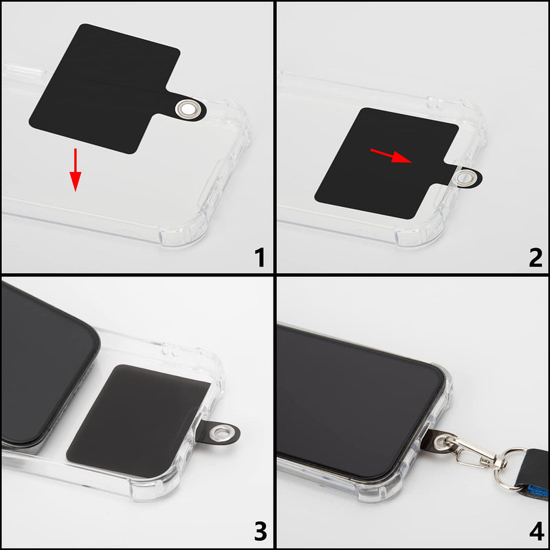 [Australia - AusPower] - Tsocent Cell Phone Lanyard Tether,4 Pack Universal Durable PVC Connector with Metal Ring Compatible with Most Smartphones Case (Black) Black 
