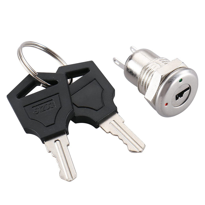 [Australia - AusPower] - Baomain Mouting hole size 11mm 0.4‘’ On-Off Two Terminals Keyswitch Keylock Switch with Keys Pack of 2 