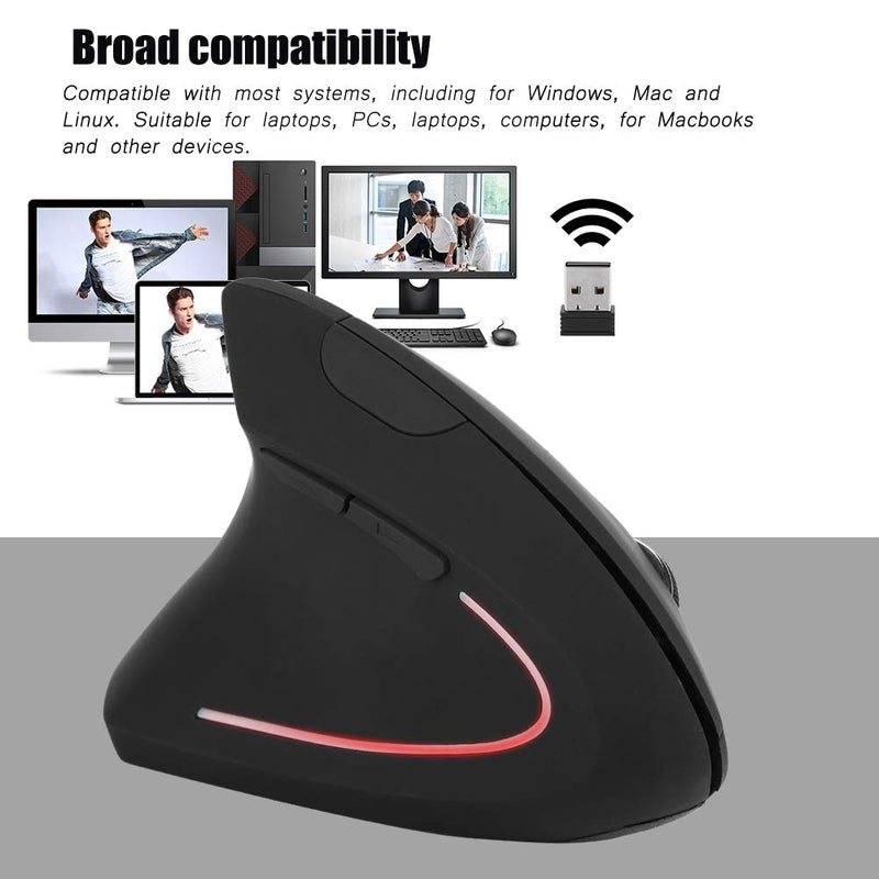 [Australia - AusPower] - Left Handed 2.4GHz Wireless Mouse Ergonomic Vertical Optical Mouse with Wireless Connection USB Receiver Adjustable DPI Less Noise for PC Computer Laptop Macbooks 