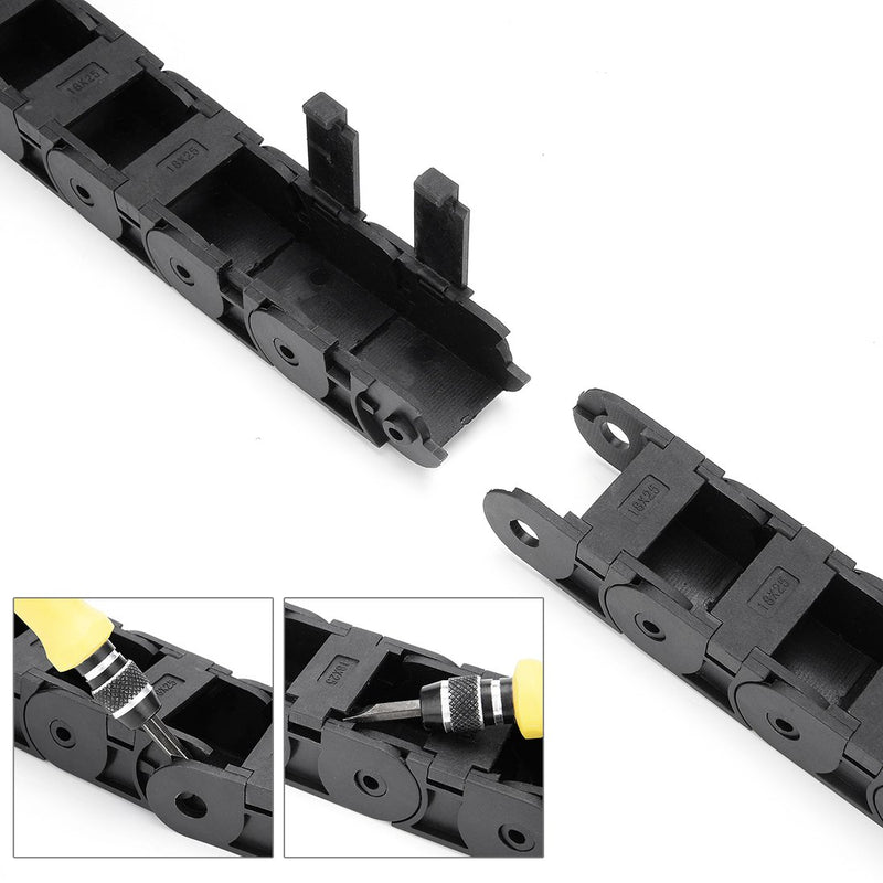 [Australia - AusPower] - uxcell R38 18mm x 25mm Plastic Semi Closed Cable Wire Carrier Drag Chain 1M Length Black 