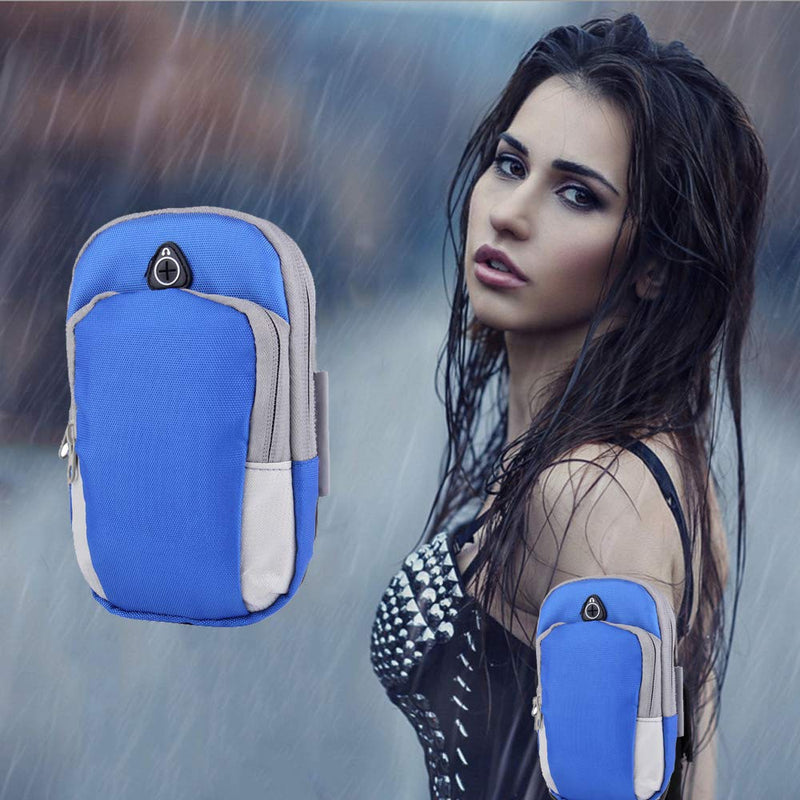 [Australia - AusPower] - Phone Armband Arm Band Bag Phone Holder Running Case iPhone XS/8/7/6S Travel Arm Band with Earphone Hole Multifunction Cell Phone Key Mobile Holder Men Women Motorcycle Rider 1 Pack Blue Wrist Band 