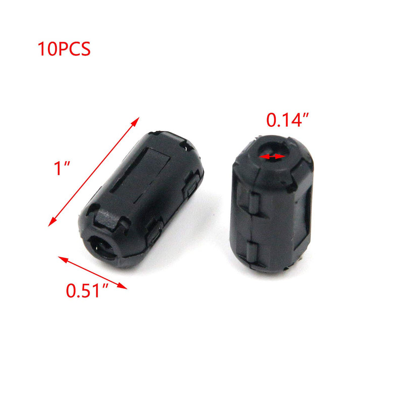[Australia - AusPower] - T T Tulead Ferrite Chokes Noise Suppressor Cable Clips Ferrite Bead 3mm Snap on Ferrite Clips Ring Core Pack of 10 0.14“ 