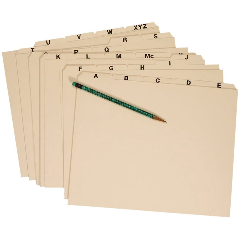[Australia - AusPower] - 1InTheOffice Alphabetical File Dividers, A-Z Tab Dividers, 1/5 Cut, Letter Size, Manila 8.5"x11" , 25 Pack 