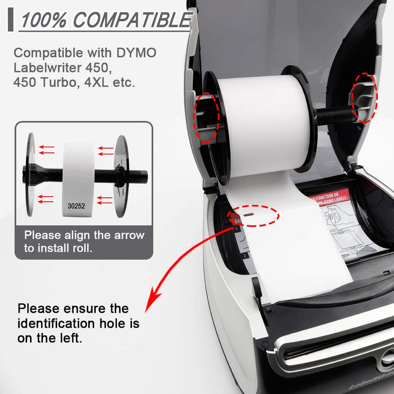 [Australia - AusPower] - Label KINGDOM Compatible Paper Roll Replacement for Dymo 30256 Standard Large Shipping Labels 2-5/16'' x 4'' LW White Labels for LabelWriter 450 Twin Turbo Duo (59 mm x 102 mm, 300/Roll, 1 Roll) 2-5/16'' x 4'' 