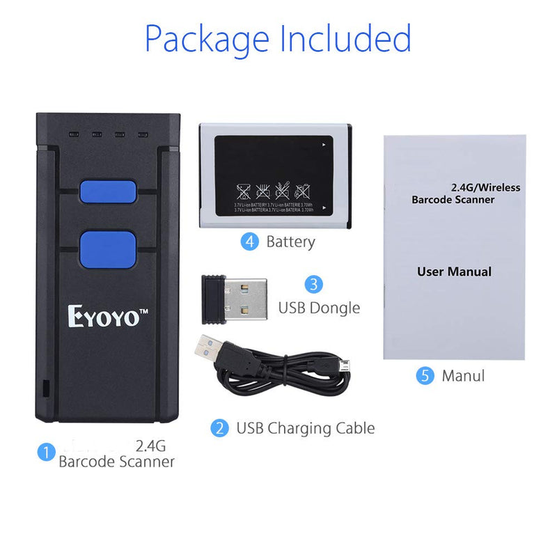[Australia - AusPower] - Portable Bluetooth Barcode Scanner Wireless, Eyoyo 2877 CCD Mini Handheld CMOS UPC Barcode Reader Compatible for POS, iPad, iPhone, Android Phones, iOS Work for Store, Book, Library Inventory 