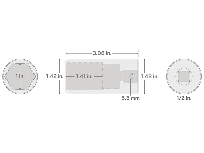 [Australia - AusPower] - TEKTON 1/2 Inch Drive x 1 Inch Deep 6-Point Impact Socket | SID23025 1 in. 