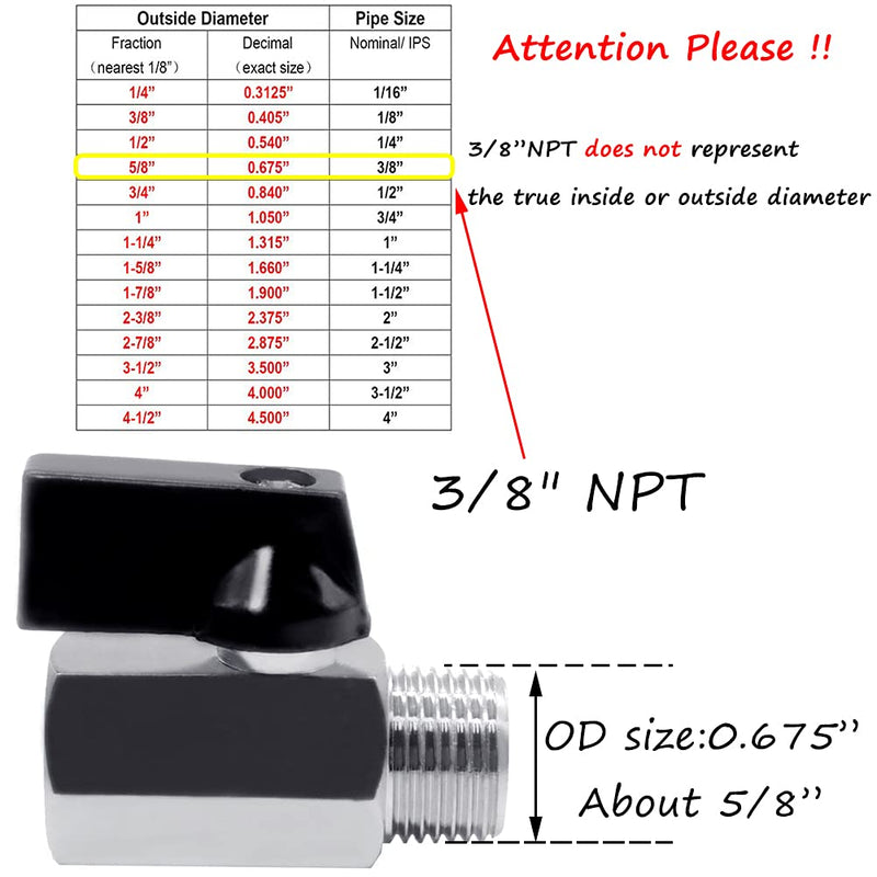 [Australia - AusPower] - Beduan 3/8" Brass Mini Ball Valve NPT Female x Male Shut-Off Valve 3/8" NPT Pack of 1 