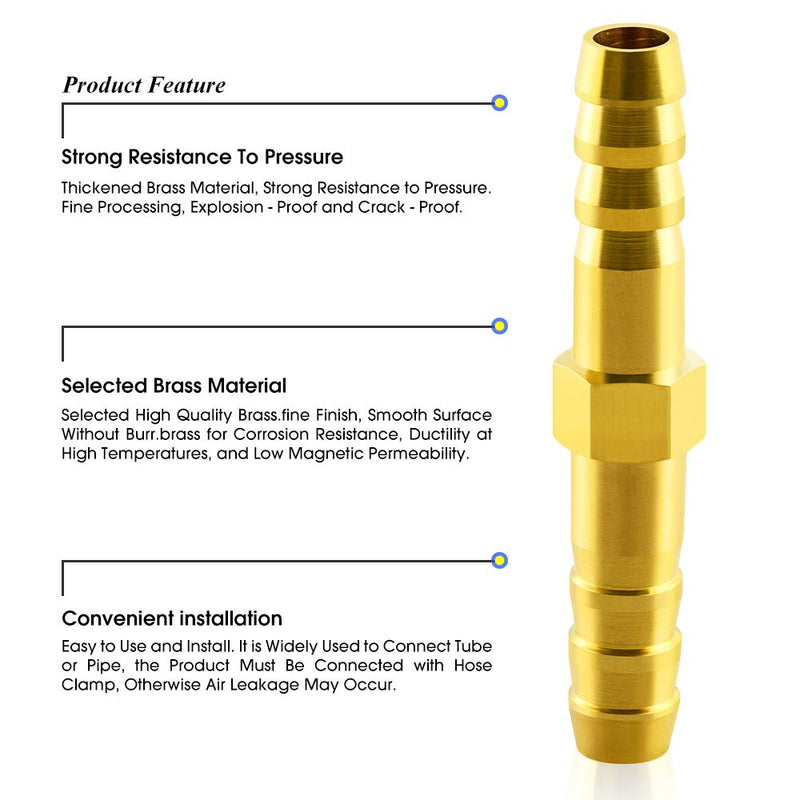 [Australia - AusPower] - TAILONZ PNEUMATIC Union 1/4" Barbed x 1/4" Barbed Splicer Brass Hose Fitting Mender Joiner（Pack of 10） 1/4" Barb x 1/4" Barb 